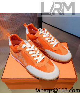 Hermes Suede Stitching H Sneakers Orange 2021