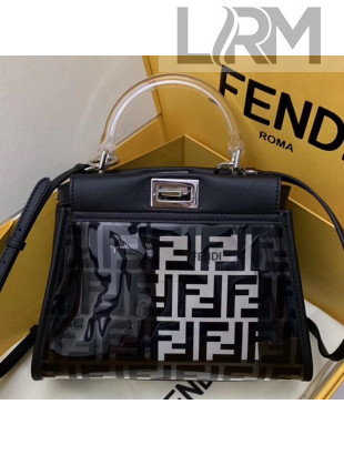 Fendi FF Transparent Peekaboo Mini Top Handle Bag Black 2019