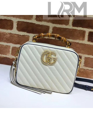 Gucci GG Marmont Small Shoulder Bag with Bamboo Top handle 602270 White 2020