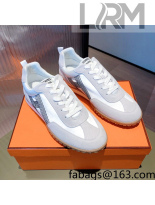 Hermes Suede Stitching H Sneakers White 2021