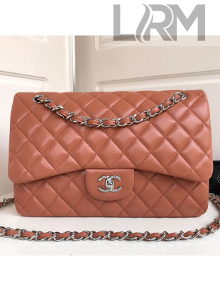 Chanel Jumbo Quilted Lambskin Classic Large Flap Bag Brown/Silver 2020