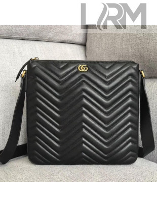 Gucci GG Marmont Matelassé Chevron Leather Messenger Bag 523369 Black 2018