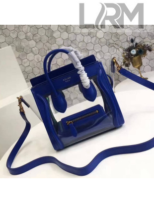 Celine Nano Luggage Bag in Calfskin & PVC Blue 2018