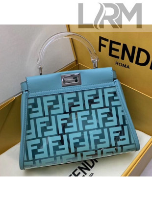 Fendi FF Transparent Peekaboo Mini Top Handle Bag Blue 2019