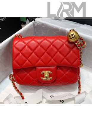 Chanel Lambskin & Gold-Tone Metal Flap Bag AS1786 Red 2020