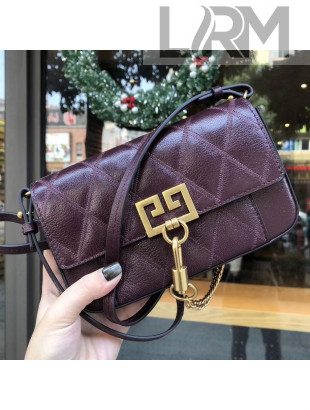 Givenchy Mini Pocket Bag in Diamond Quilted Leather Burgundy 2018