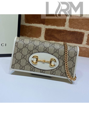 Gucci Horsebit 1955 GG Canvas Wallet with Chain WOC ‎621892 White 2020