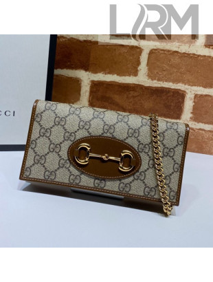 Gucci Horsebit 1955 GG Canvas Wallet with Chain WOC ‎621892 Brown 2020