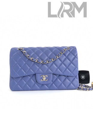 Chanel Jumbo Quilted Lambskin Classic Large Flap Bag Light Blue 2020