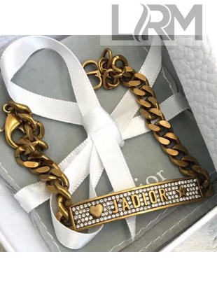 Dior J'Adior Heart and Crystal Band Bracelet Aged Gold/Crystal 2019