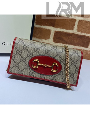 Gucci Horsebit 1955 GG Canvas Wallet with Chain WOC ‎621892 Red 2020