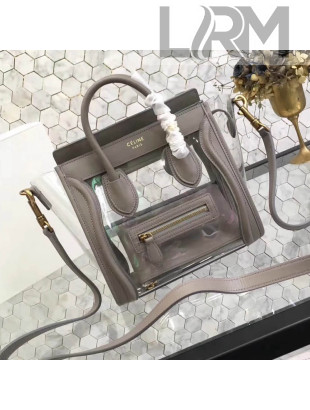 Celine Nano Luggage Bag in Calfskin & PVC Grey 2018