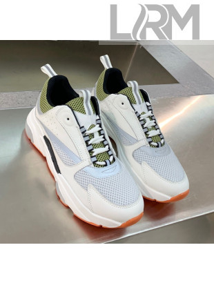 Dior B22 Sneaker in Calfskin And Technical Mesh White/Olive 2020
