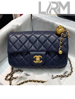 Chanel Lambskin & Gold-Tone Metal Flap Bag AS1787 Navy Blue 2020