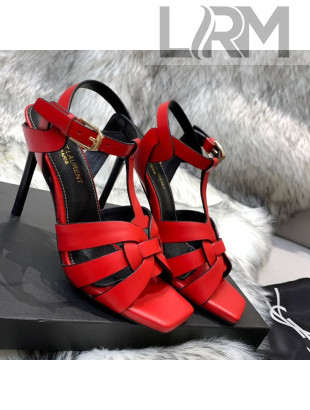 Saint Laurent Calfskin High-Heel Sandals 10cm Red 2021 17