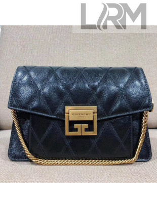 Givenchy Small GV3 Bag in Diamond Quilted Leather Metallic Blue 2018