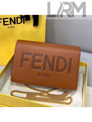Fendi Leather Wallet on Chain Mini Bag Brown 2021