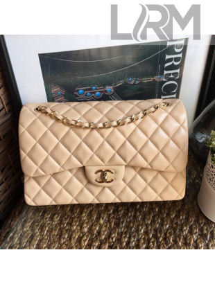 Chanel Jumbo Quilted Lambskin Classic Large Flap Bag Apricot/Gold 2020