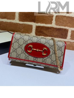 Gucci Horsebit 1955 GG Canvas Wallet with Chain WOC ‎621888 Red 2020
