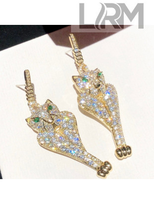 Cartier Leopard Crystal Earrings Gold/Green 2021 082568