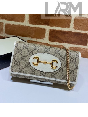 Gucci Horsebit 1955 GG Canvas Wallet with Chain WOC ‎621888 White 2020