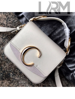 Chloe Shiny & Suede Calfskin Mini Top Handle Bag Off-White 2019