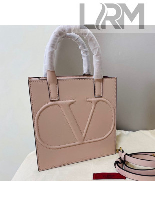 Valentino Small VLogo Walk Calfskin Vertical Tote Bag 1053 Nude 2020