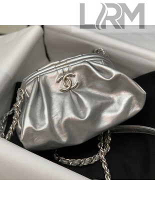 Chanel Supple Leather Clutch with Chain AS2493 Silver 2021