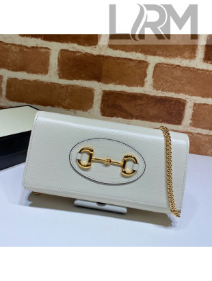 Gucci Horsebit 1955 Leather Wallet with Chain WOC ‎621888 White 2020