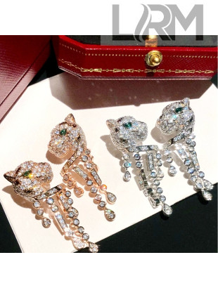 Cartier Leopard Crystal Earrings Silver/Gold/Green 2021 082570