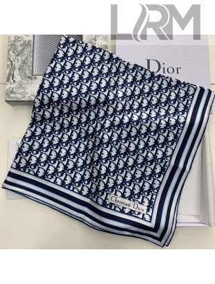 Dior Oblique Silk Square Scarf 90x90cm Blue 2021 01