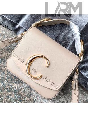 Chloe Shiny & Suede Calfskin Mini Top Handle Bag Cream White  2019
