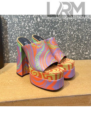 Versace Print Calfskin Platform Slide Sandals 15.5cm Multicolor 2022 28