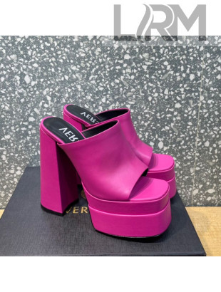 Versace Calfskin Platform Slide Sandals 15.5cm Fuchsia Pink 2022 23
