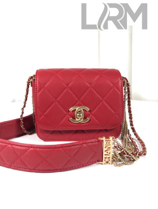 Chanel Quilted Calfskin Flap Bag with Chain Tassel Strap AS2051 Red 2020 TOP