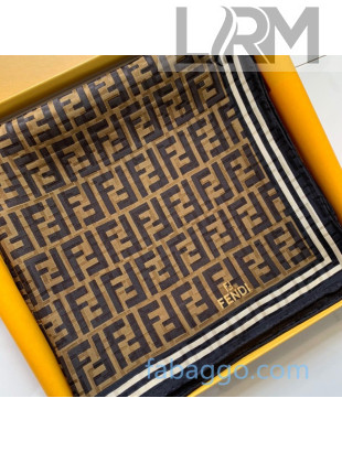 Fendi Roma Silk Twill FF Print Square Scarf 90x90cm Brown 2020