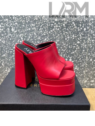 Versace Calfskin Platform Slide Sandals 15.5cm Red 2022 25