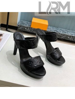 Louis Vuitton Monogram Leather Heel Sandals 10.5cm Black 2021