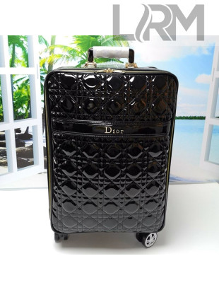 Dior Patent Cannage Luggage 20 inches Black 2021