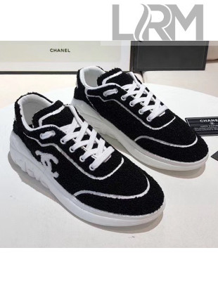 Chanel Terry-cloth & Goatskin Classic Sneaker Black/White 2020
