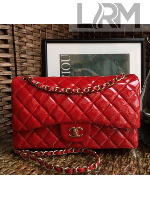 Chanel Quilted Patent Leather Large Flap Bag Red/Gold 2020