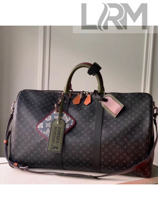Louis Vuitton Keepall Bandouliere 50 Travel Bag in Black Monogram Canvas M56856 2020