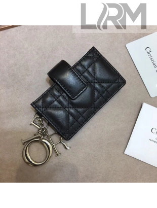 Dior Lady Dior Gusseted Card Houlder in "Cannage" Lambskin Black 2018