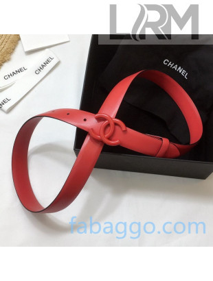 Chanel Calfskin Belt 25mm with Matte CC Buckle Red 2020