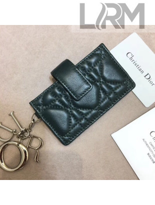 Dior Lady Dior Gusseted Card Houlder in "Cannage" Lambskin Green 2018
