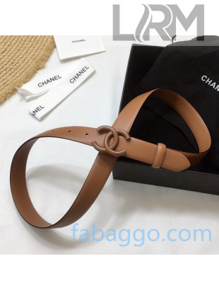 Chanel Calfskin Belt 25mm with Matte CC Buckle Brown 2020