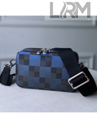 Louis Vuitton Men's Alpha Wearable Wallet with Strap/Mini Bag in Blue Damier Giant Canvas N60414 2020