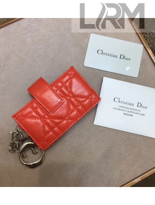 Dior Lady Dior Gusseted Card Houlder in "Cannage" Lambskin Orange 2018