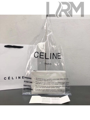 Celine Hyaline PVC Large Shopping Bag With a Leather Pouch White 2018