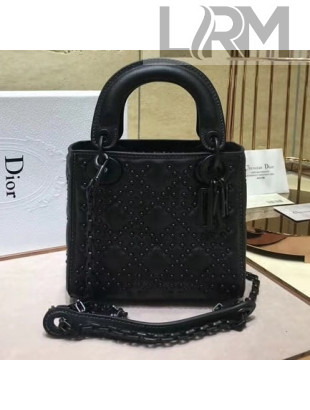 Dior Mini Supple Lady Dior Bag in Black Studded Calfskin 2018